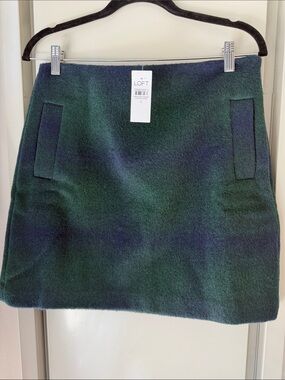LOFT Green and Navy Plaid Mini Skirt